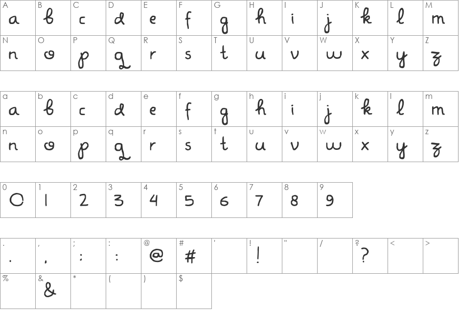 Don Butique font character map preview