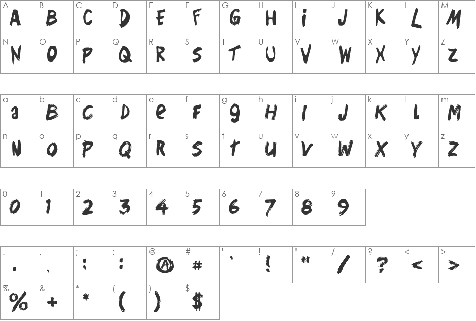Don't Forget font character map preview