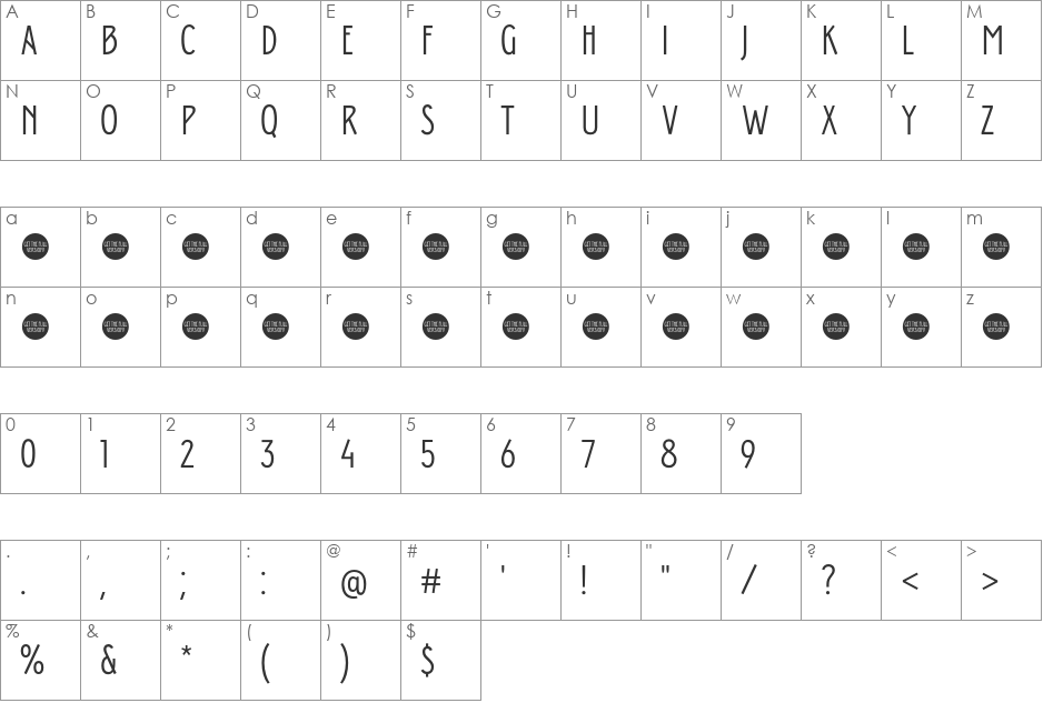 Donau Uppercase font character map preview