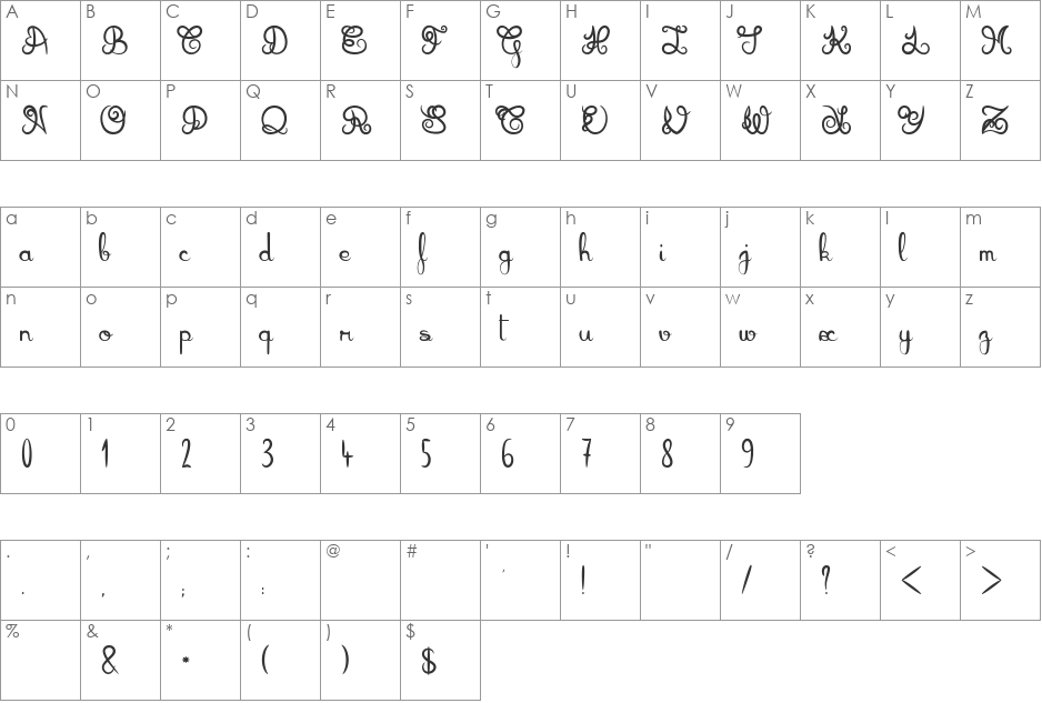 Donovan Quidaw font character map preview