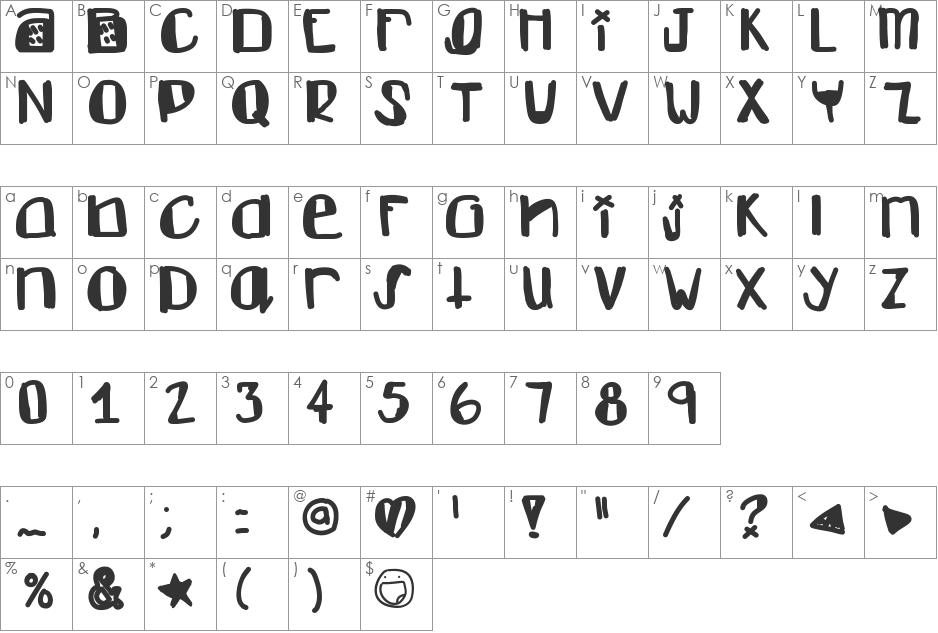 DontLike font character map preview