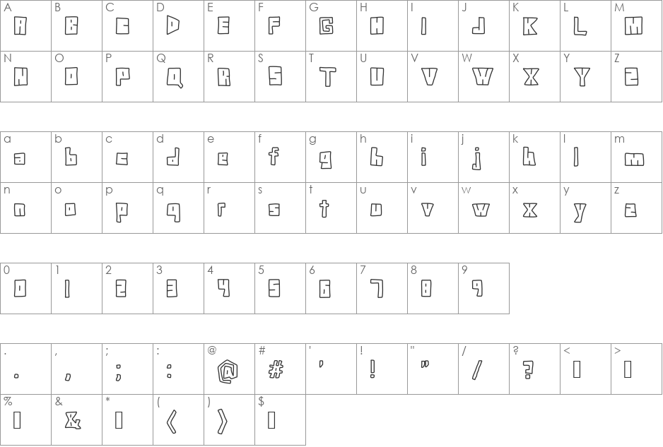 Doodle Digit font character map preview