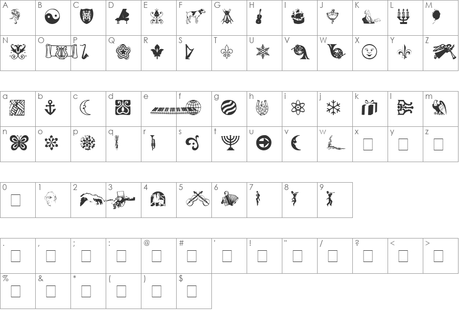 Doodle Dingbats One SSi font character map preview