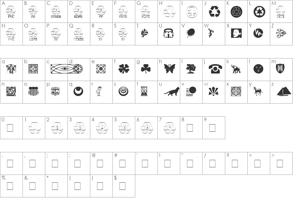 Doodle Dingbats Two SSi font character map preview