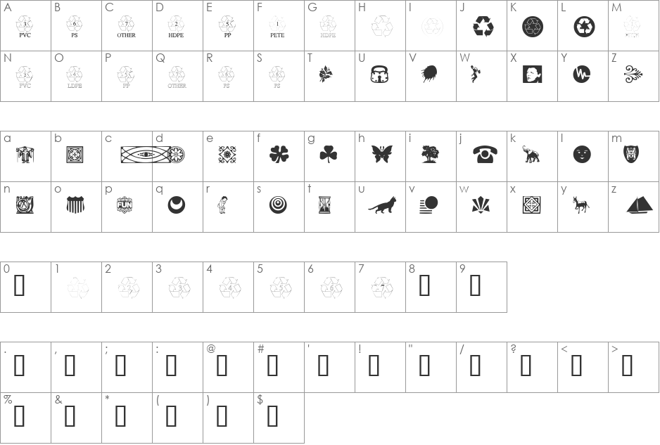 DoodleDingbatsTwoSSi font character map preview