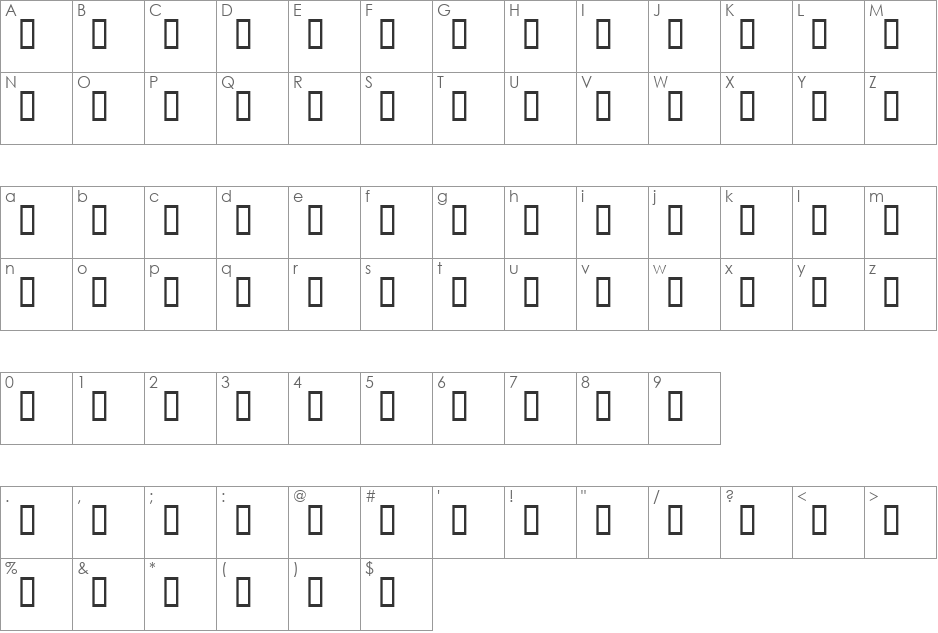 DOOMED font character map preview