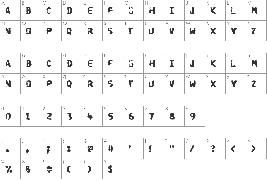 DoomsDay font character map preview