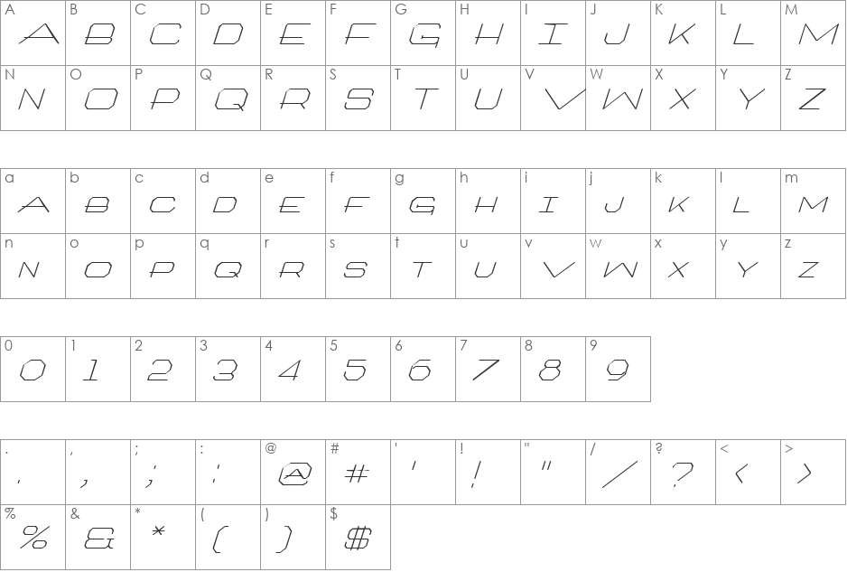 ALTAMURA font character map preview