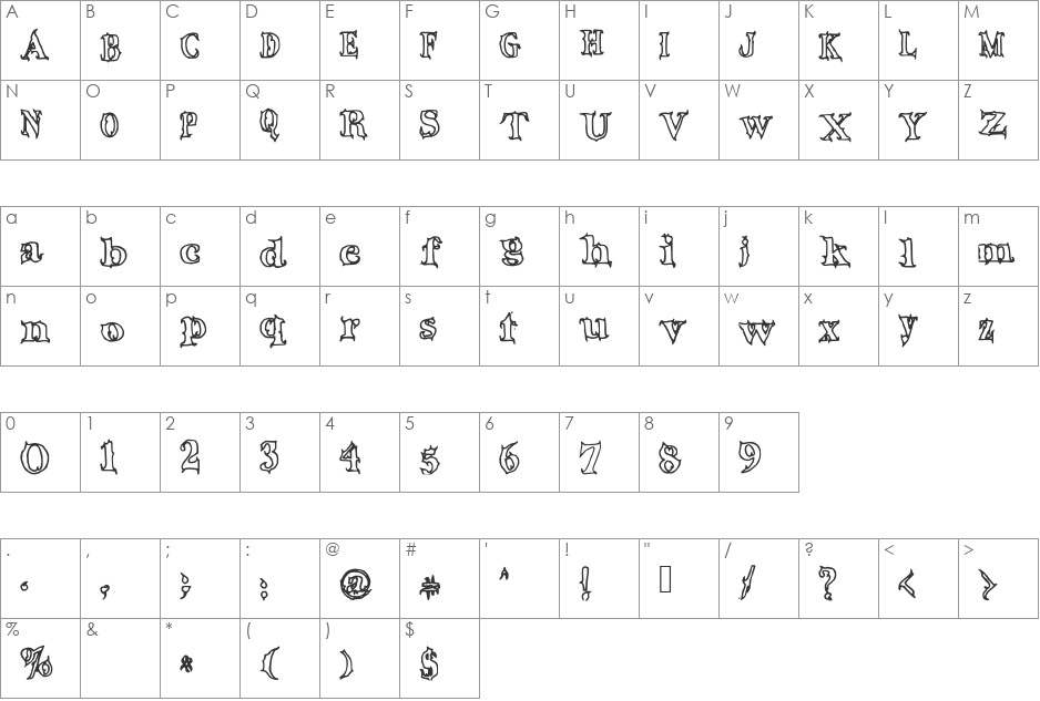 Dope font character map preview