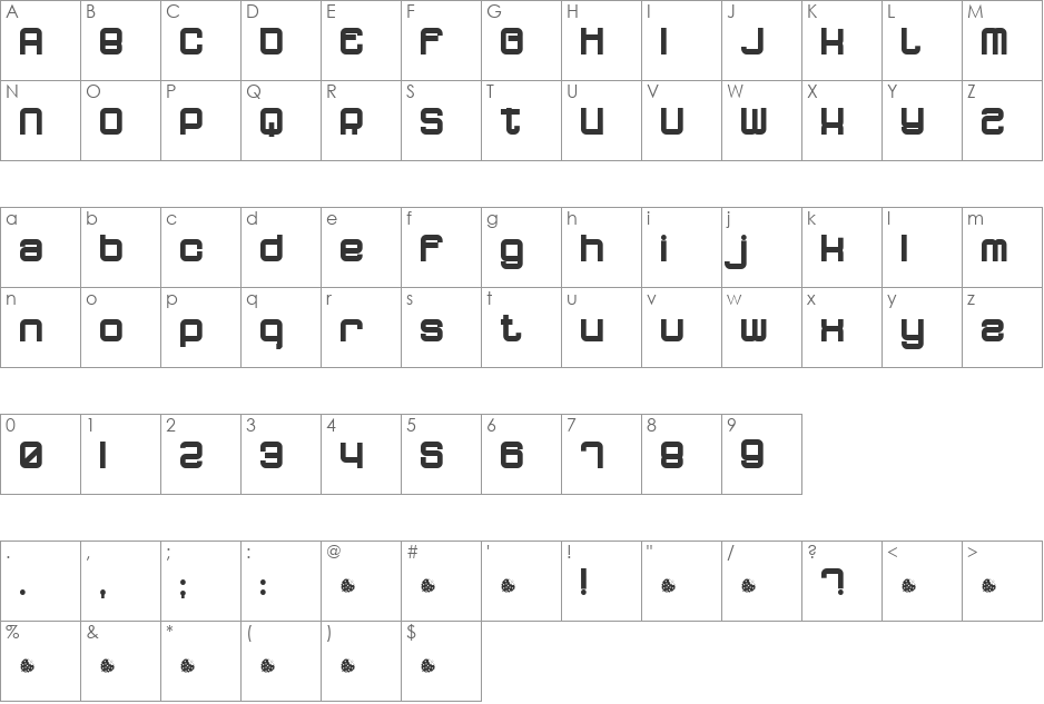 dopenakedfoul phat font character map preview