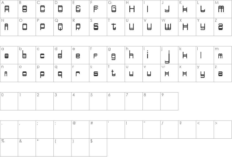 Doppelganger font character map preview