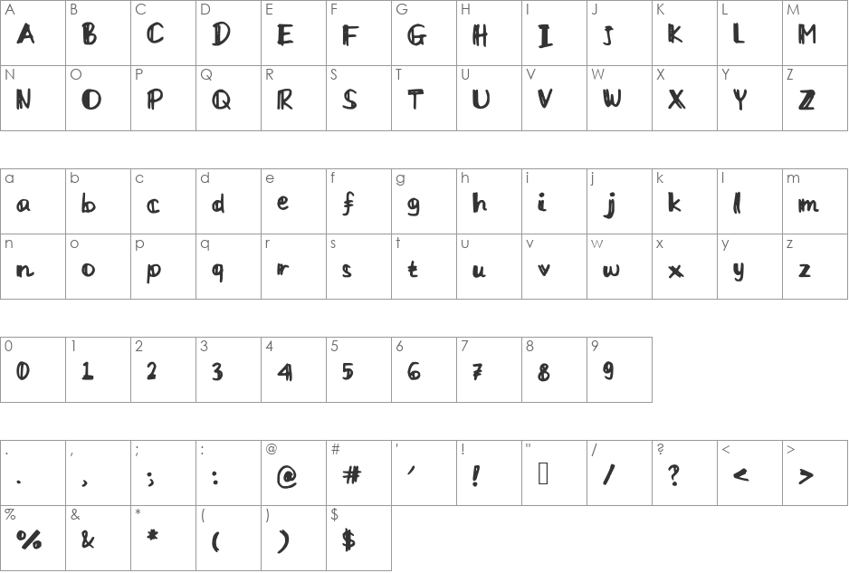 DoppiaLinea font character map preview