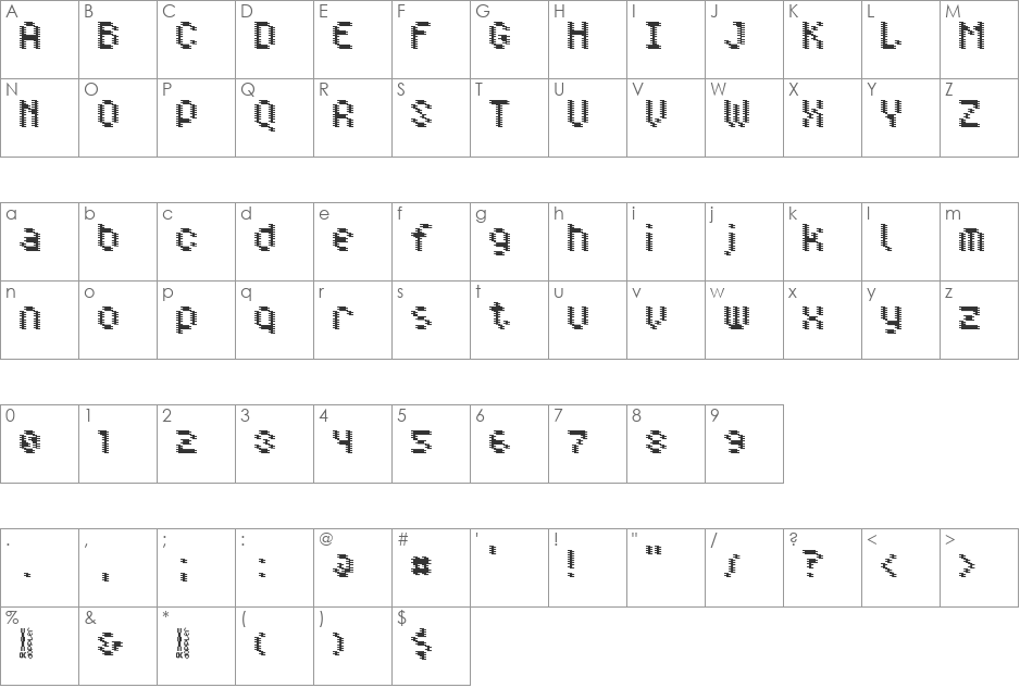 Doppler A font character map preview