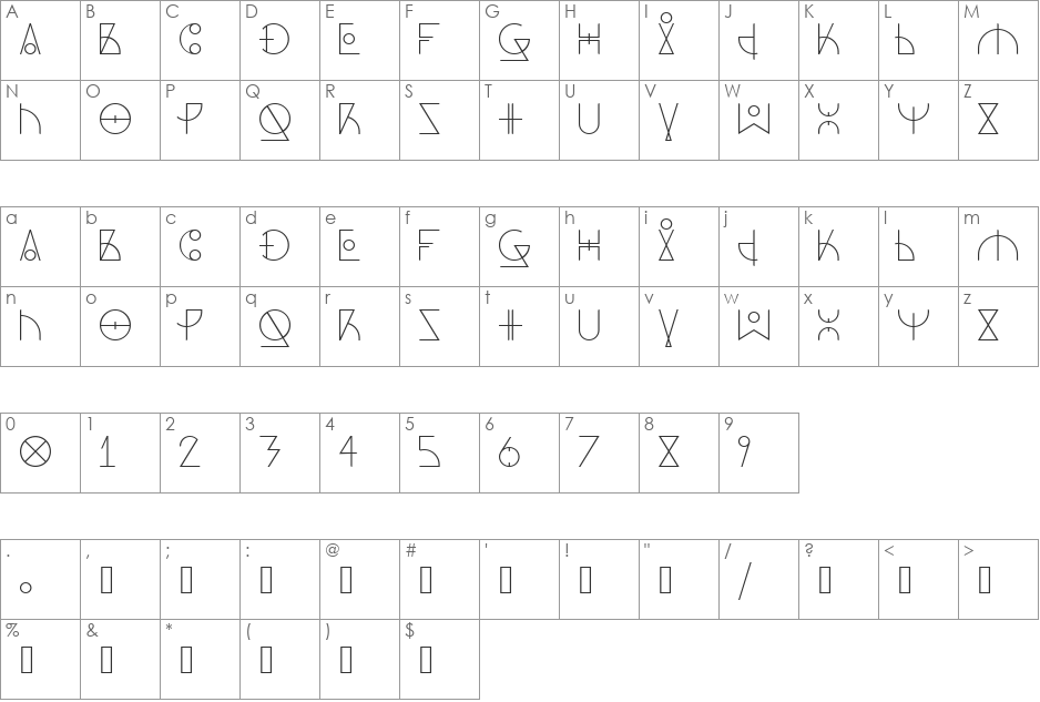 Dos Amazigh font character map preview