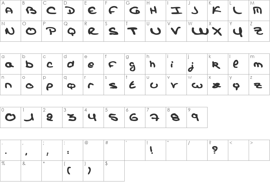 Dos Campos font character map preview