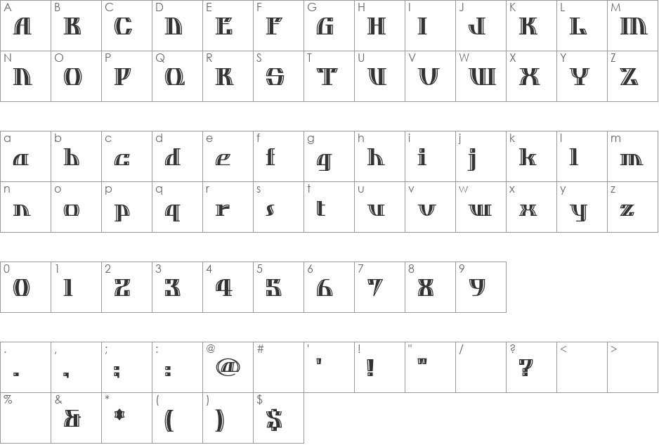 Dos Equis NF font character map preview