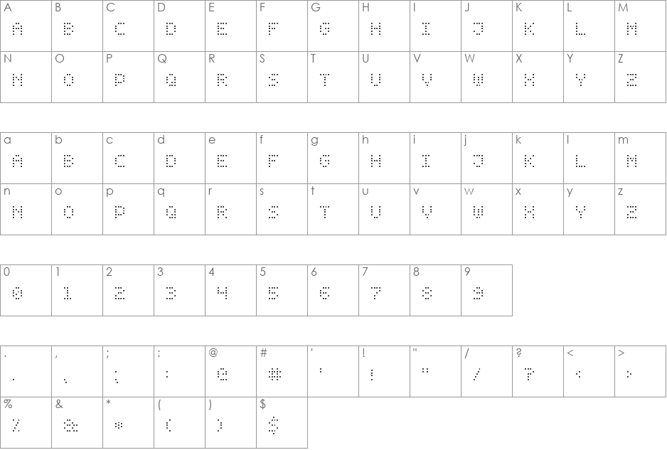 Dot Digital-7 font character map preview