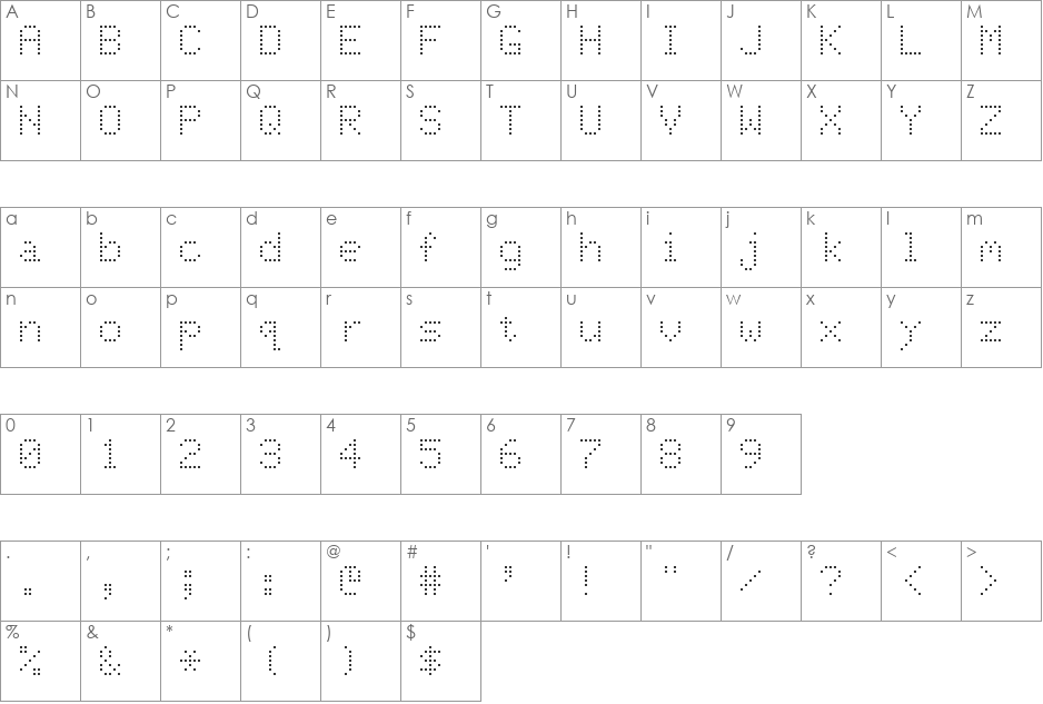 Dot-Matrix font character map preview