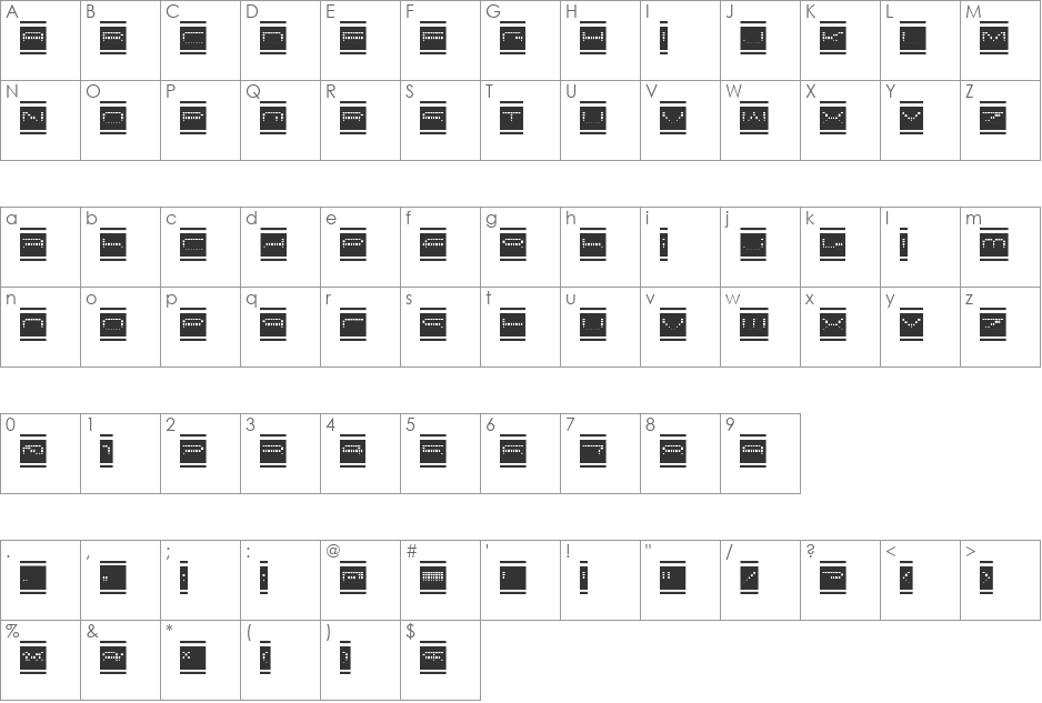 DOT/LED Lumination font character map preview