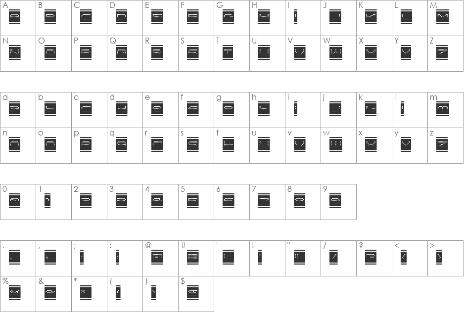 DOT/LED Scope font character map preview