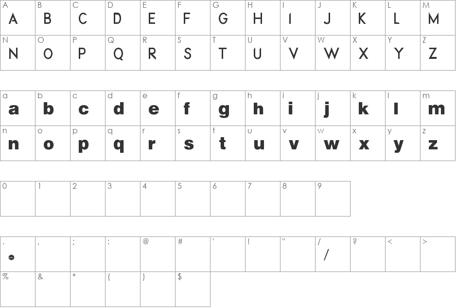 dotHack/FONT font character map preview