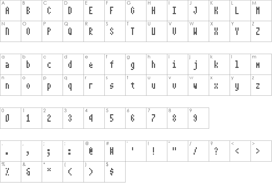 Dotimatrix 7 font character map preview