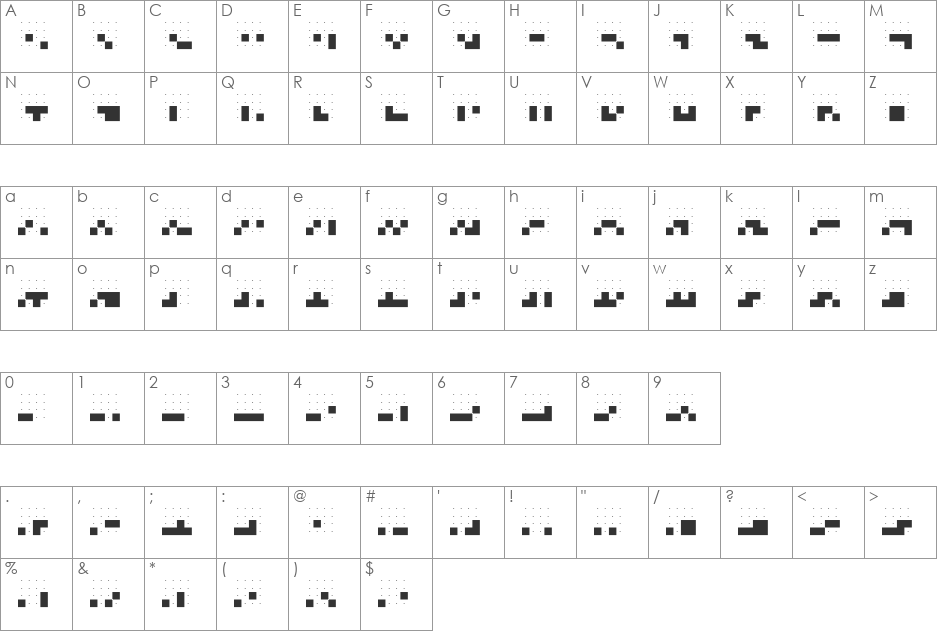 DOTS font character map preview