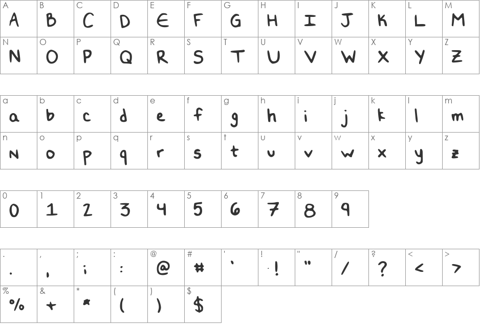 Double 'N' font character map preview