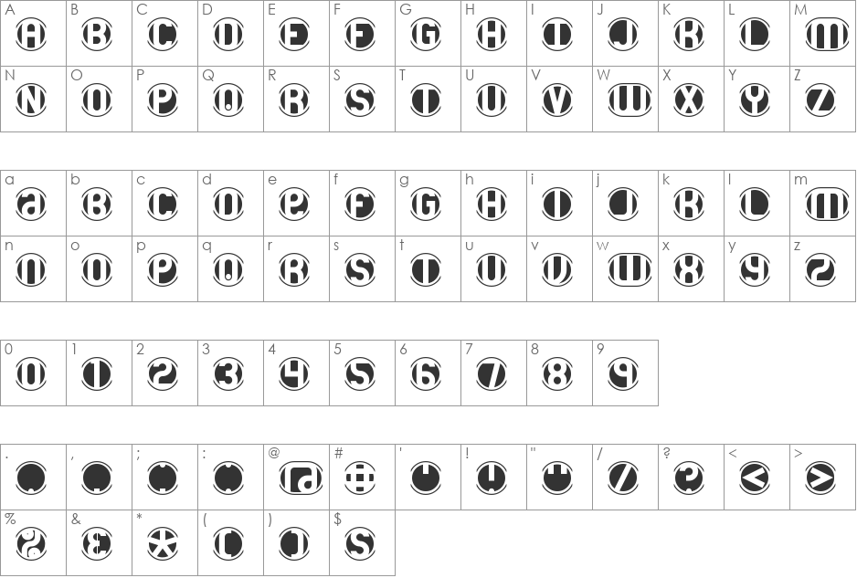 Double Bogey BRK font character map preview
