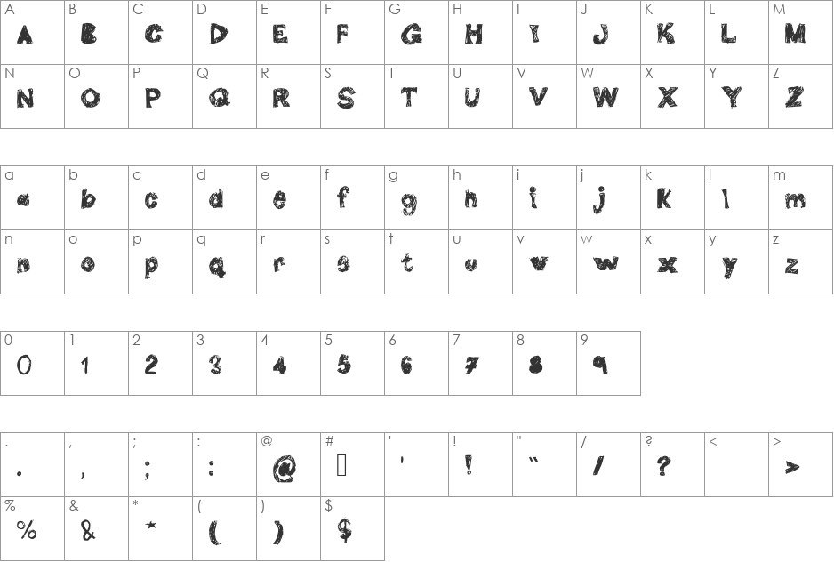 Double G font character map preview