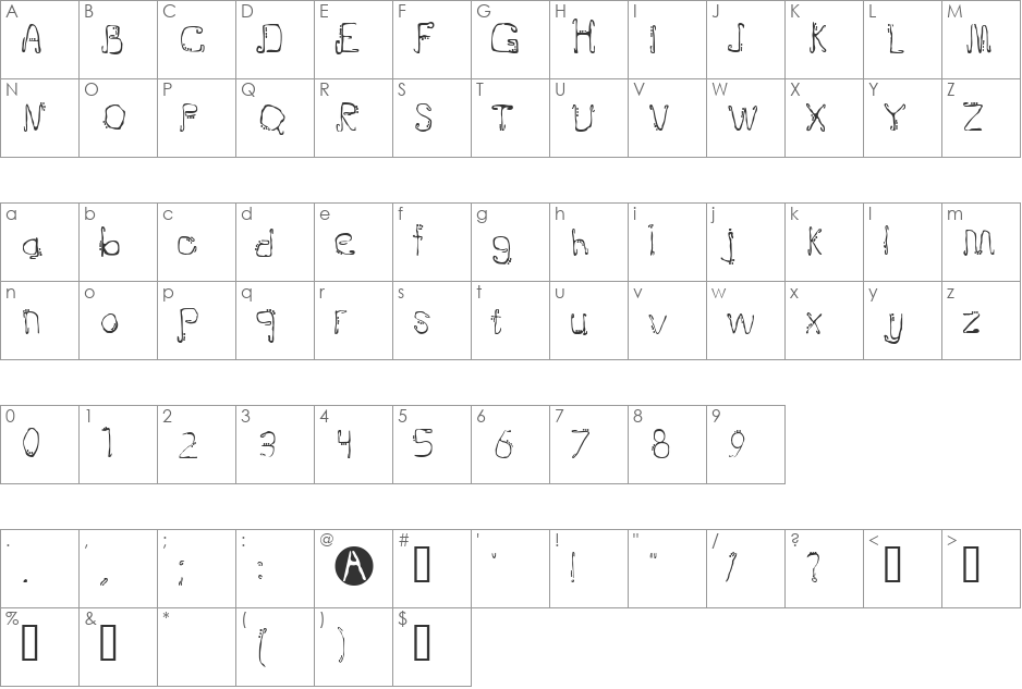 Doublejoint font character map preview