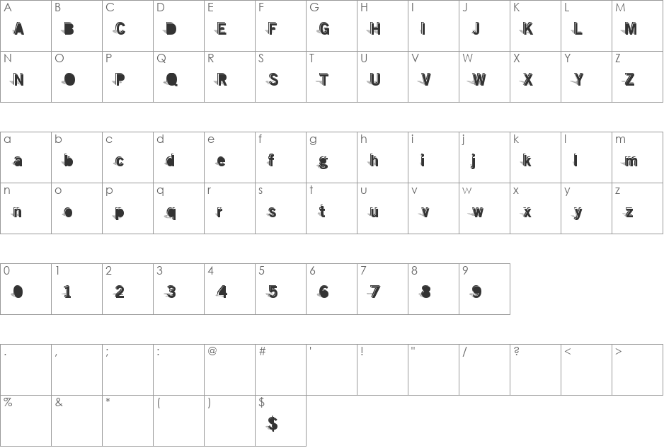 DoubleShadow font character map preview