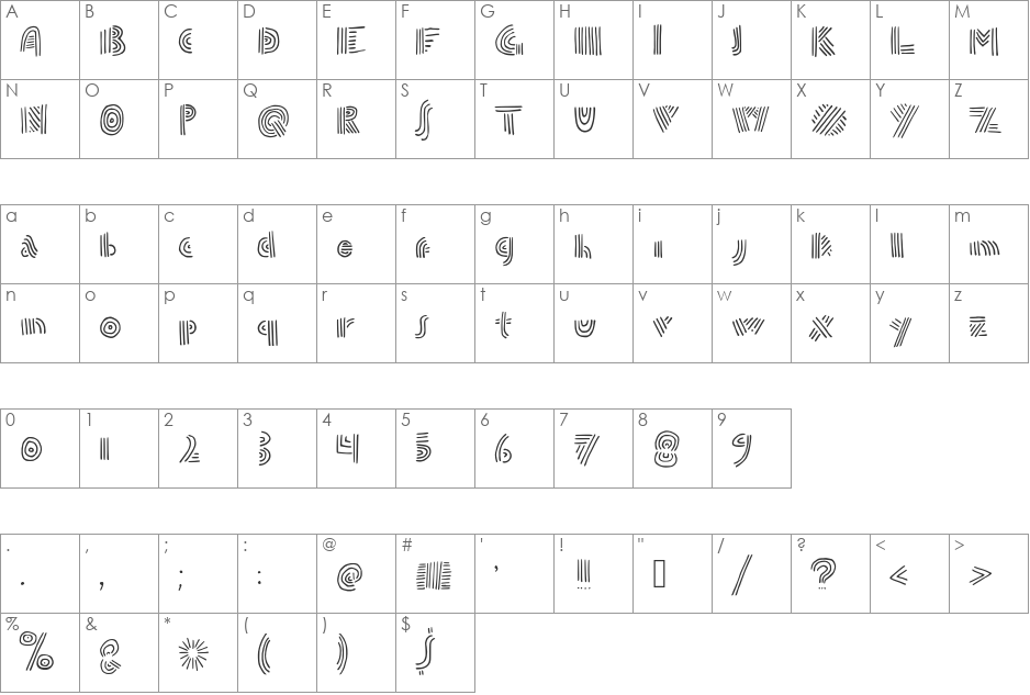 doublespeak font character map preview