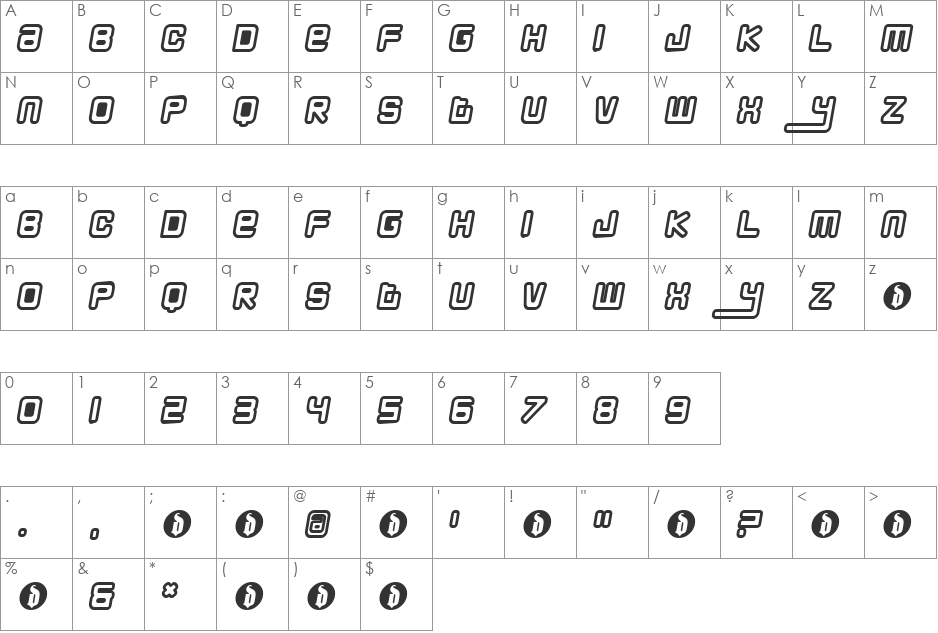 DoublyBlessed font character map preview