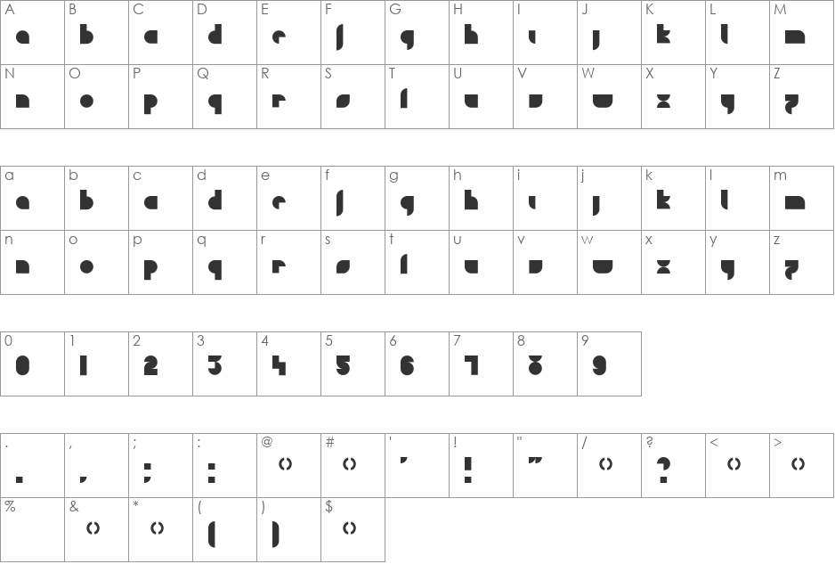 Doufff font character map preview
