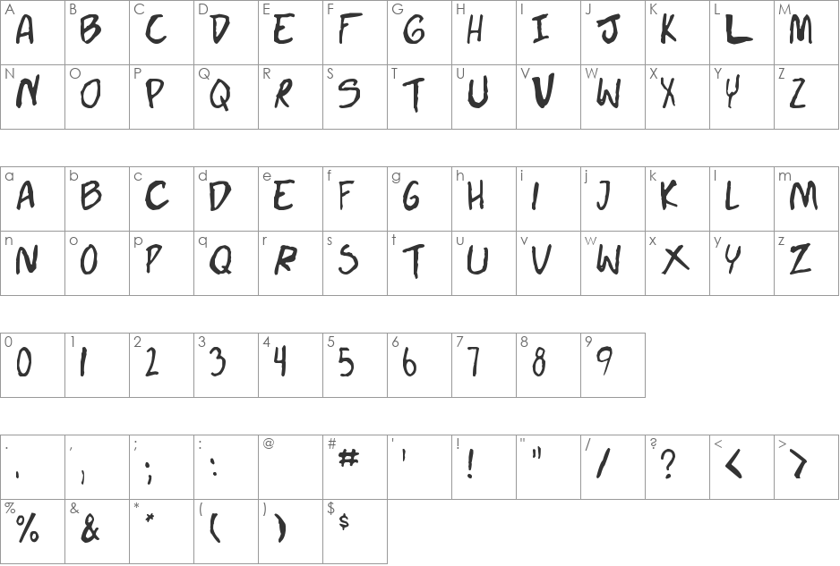 Doujinshi font character map preview