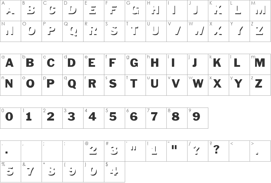 Down Town Auto font character map preview