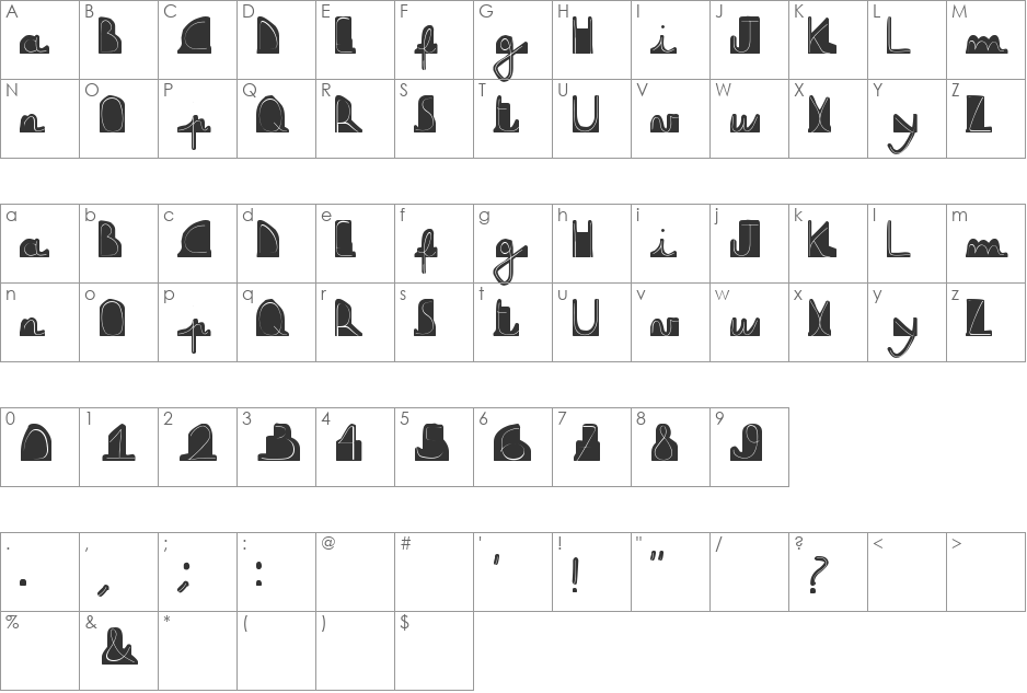 downdownboy font character map preview