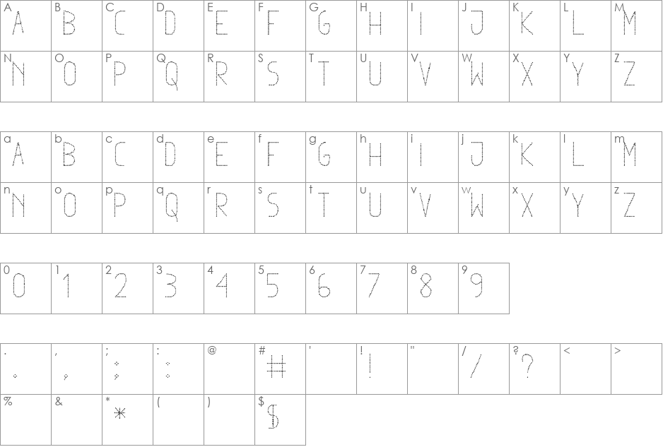 Dowted remix tfb font character map preview