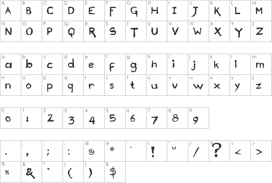Draconian font character map preview