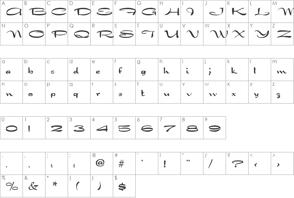 Draconian font character map preview