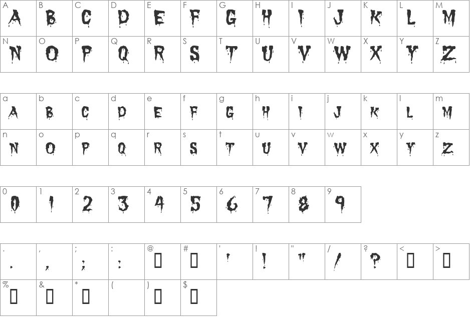Dracula font character map preview