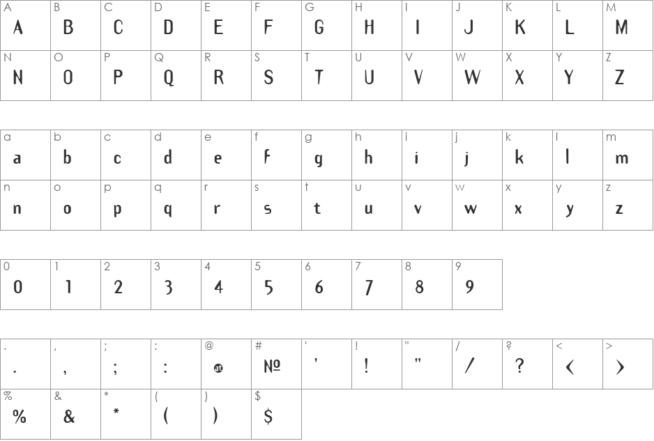 DraftPlateCondensed font character map preview
