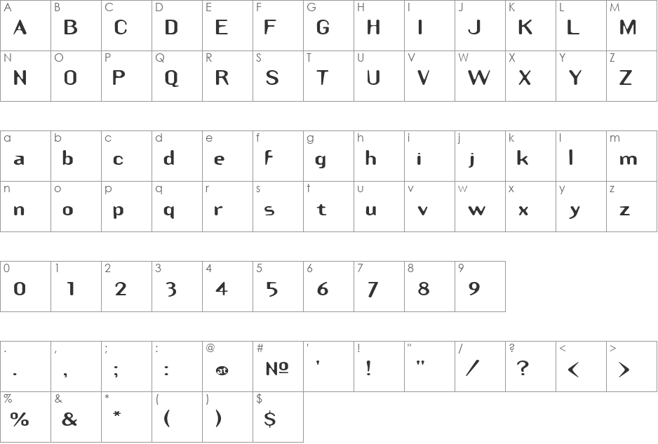 DraftPlateExtended font character map preview