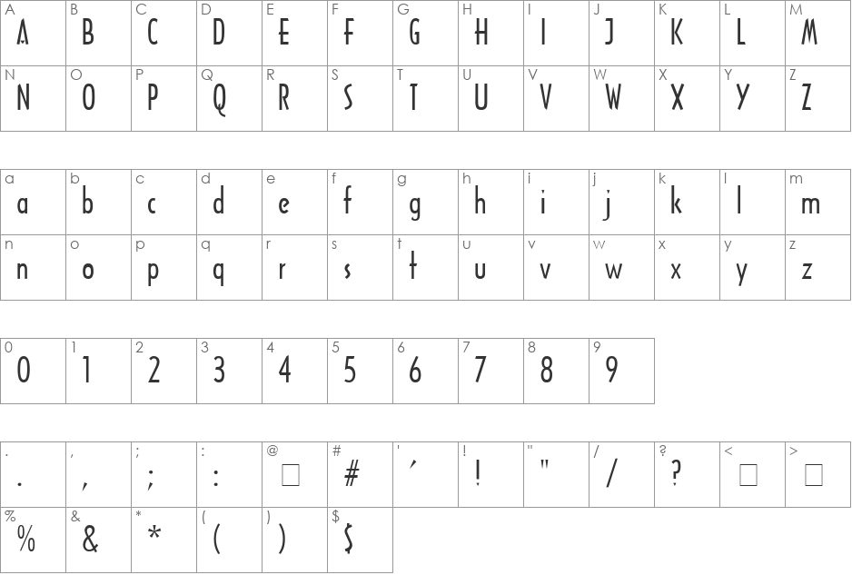 Draftsman font character map preview