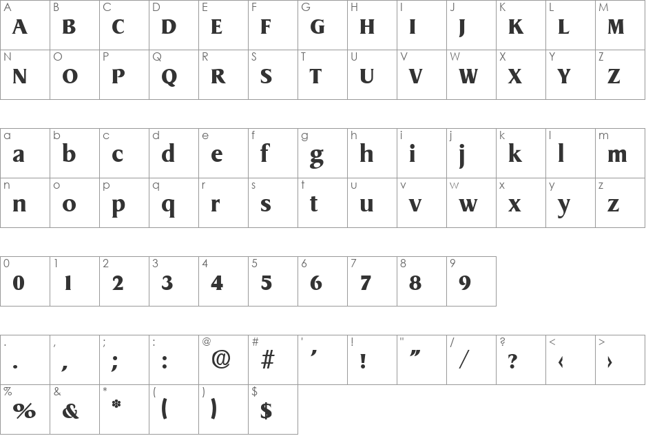 Dragon-ExtraBold font character map preview