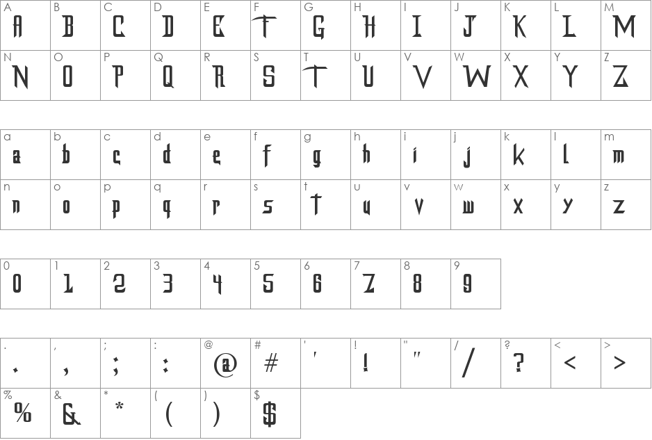 DragonForce font character map preview