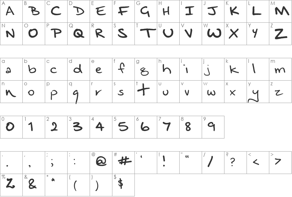 Dragongirl Meander font character map preview