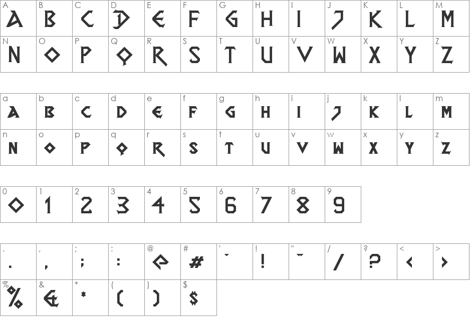 DragonSlapper font character map preview