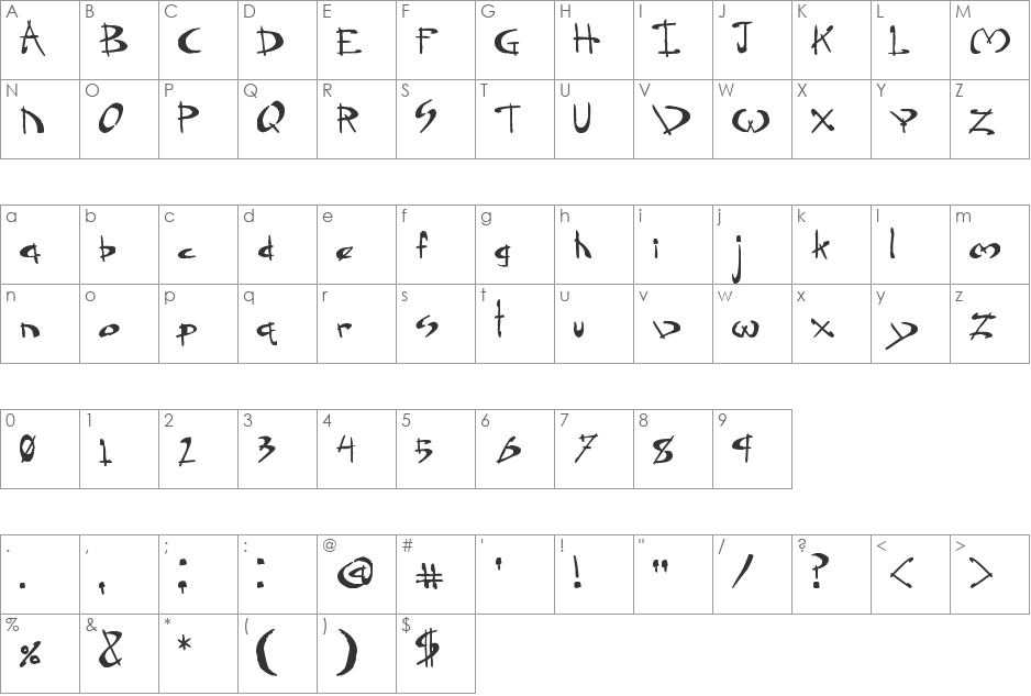 Dragonsong font character map preview